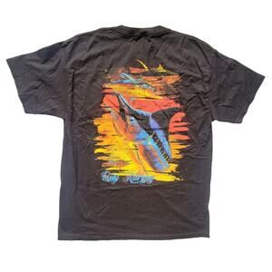 New Guy Harvey Black Chainsaw Graphic T-Shirt Men's Size Large Fishing Marlin